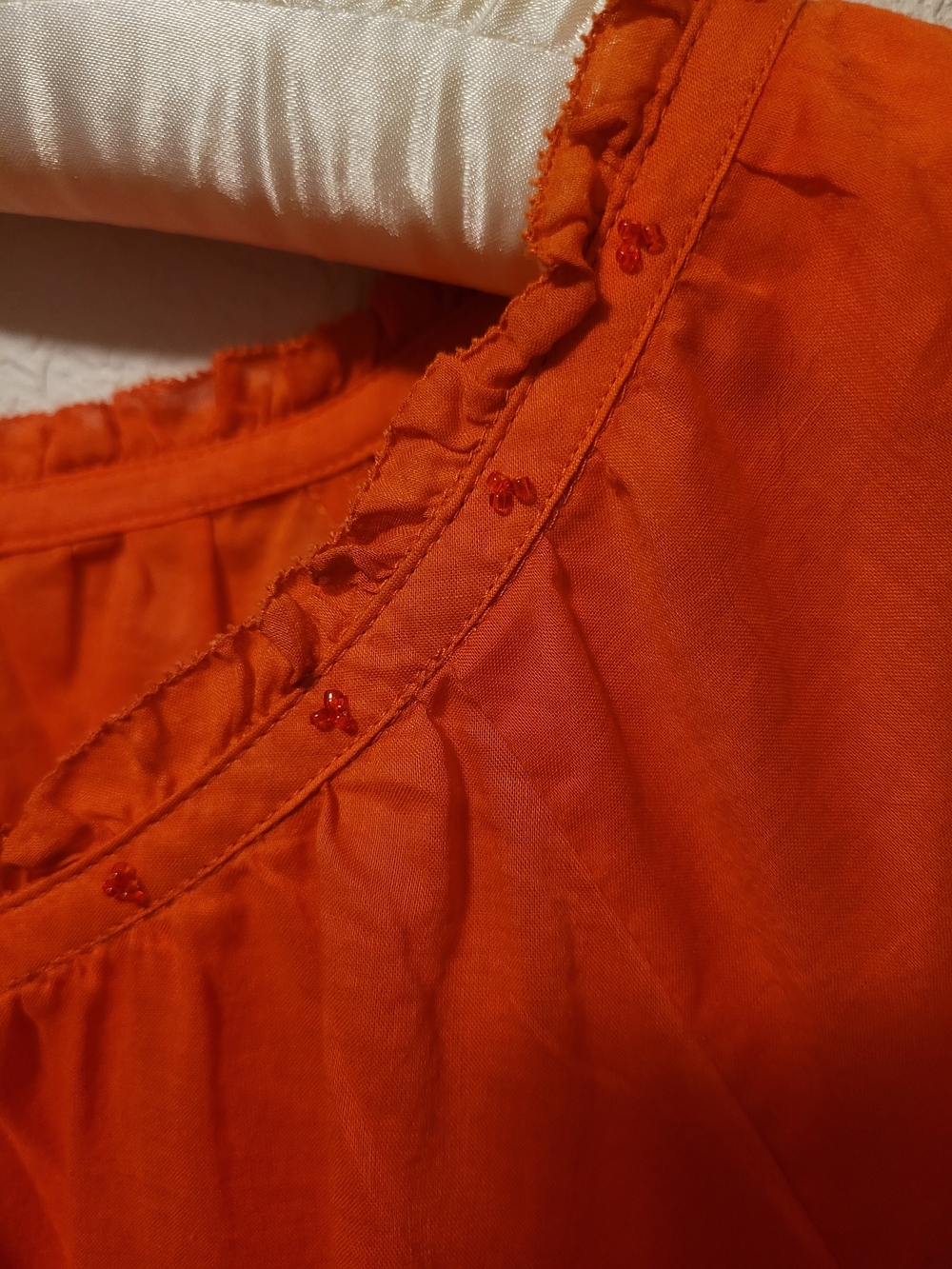 Sundance, Beautiful orange, cotton top In large. Short-Sleeve - Picture 4 of 15